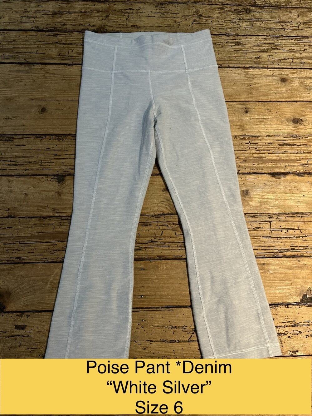 Lululemon Women’s Size 6 White Silver Poise Pant *Denim Crop Pants